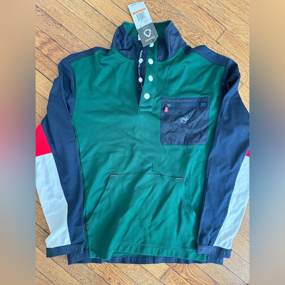 NWT Men’s size S Nautica Competition long sleeve navy green red and white shirt